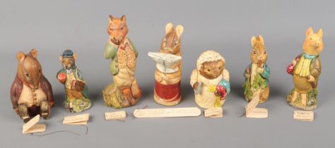 A collection of hand made composite figures from the Peter Rabbit collection, by Sally Anne Barrass.