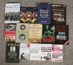 A collection of books relating to The Enigma Code and Bletchley Park. Including works by Hugh