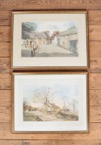 A pair of D Reynoldson watercolour paintings, both signed and one dated 1988. Largest 69x52cm