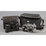 A vintage Bolex Paillard super eight film camera with case model B8 together with a pair of