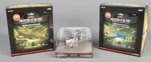 Three boxed Limited Edition Corgi diecast model aircrafts. Includes The Aviation Archive WWII