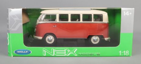 Welly Nex 1:18 Scale Die Cast model of a 1963 VW T1 Bus. Original Box.