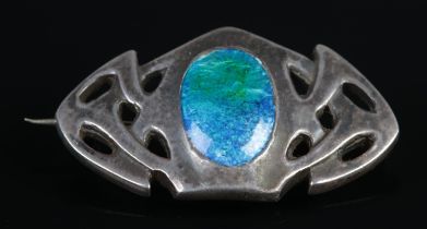 An art nouveau silver and enamel brooch, stamped 'Silver' to the back. Makers mark for William
