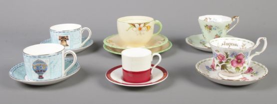 A small quantity of assorted ceramic cups/saucers. To include Royal Albert 'August', Aynsley,