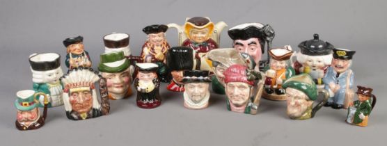 A quantity of ceramic character jugs. Includes Royal Doulton examples, The Guardsman, North American