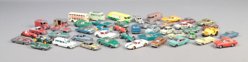 A good collection of play worn Lesney/Matchbox diecast cars to include Ford GT, Fiat 1500, E Type