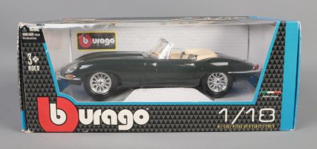 Burago 1:18 Scale Die cast model of a 1961 Jaguar E Type Cabriolet.