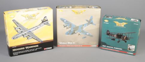 Three boxed limited edition Corgi The Aviation Archive military model aircrafts. Includes RAF