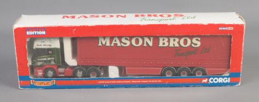 Corgi Diecast Model Truck issue comprising No. CC13701 Scania Curtainside in livery of Mason