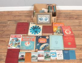 A box of assorted books, to include ten observers examples, along with Playfair cricket annuals