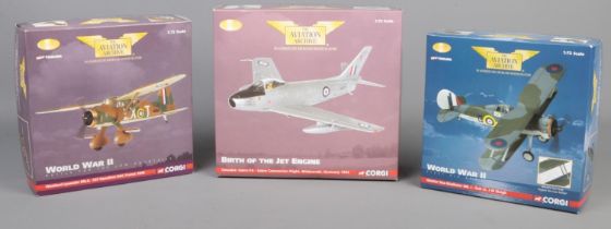 Three boxed limited edition Corgi The Aviation Archive military model aircrafts. Includes World