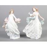 Two Lladro figures; 'Spring Splendour' (05898) and 'Summer Serenade' (06193). Tallest: 31cm.