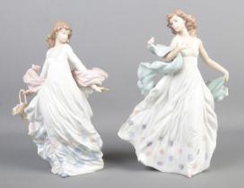 Two Lladro figures; 'Spring Splendour' (05898) and 'Summer Serenade' (06193). Tallest: 31cm.