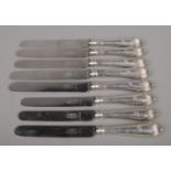 Eight silver handled and stainless steel bladed knives. In two sizes, assayed for Sheffield, 1927.