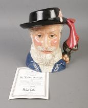 A large Royal Doulton character jug of the year 2002 depicting Sir Walter Raleigh. Limited edition