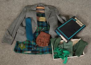 A collection of Scottish clothing and accessories. Includes Macnaughton's wool jacket along with