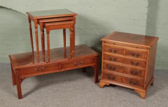 A collection of assorted furniture to include J. Sydney Smith coffee table, nest of three tables and