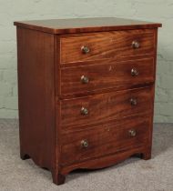 A Georgian mahogany chest converted to a cupboard with satin wood inlay. 69cm x 58.5cm x 38.5cm.