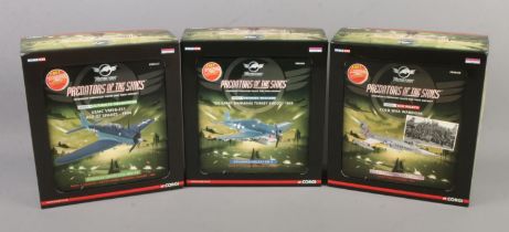 Three boxed Corgi Predators of the Skies 1:72 scale military aircraft models. To include Douglas