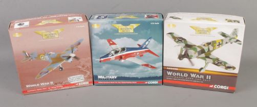 Three boxed Corgi Aviation Archive 1:72 scale models from the World War II and Military Airpower