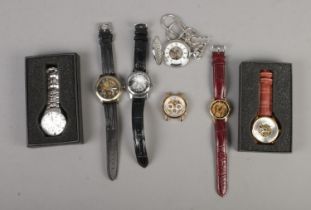 A collection of skeleton wristwatches to include Avia, Lord Timepieces, Shenhua, Rotary and