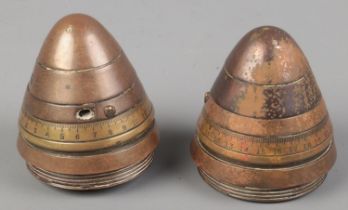 Two WWI artillery shell fuses. Both bearing broad arrow marks to the base. CANNOT POST OVERSEAS.