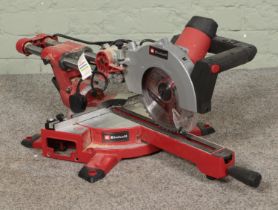 An Einhell chop saw featuring angle adjustment setting.