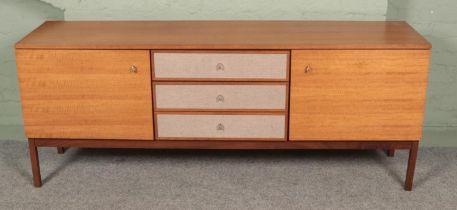 Hunter and Smallpage of York vintage sideboard with matching set of three drawers featuring burlap