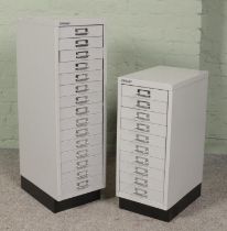 Two Bisley metal filing cabinets.