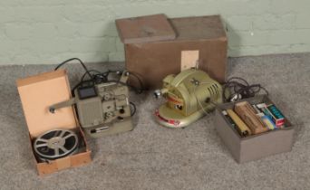 A small collection of cine equipment to include CEM Pathescope projector, Cuning, replacement bulbs,