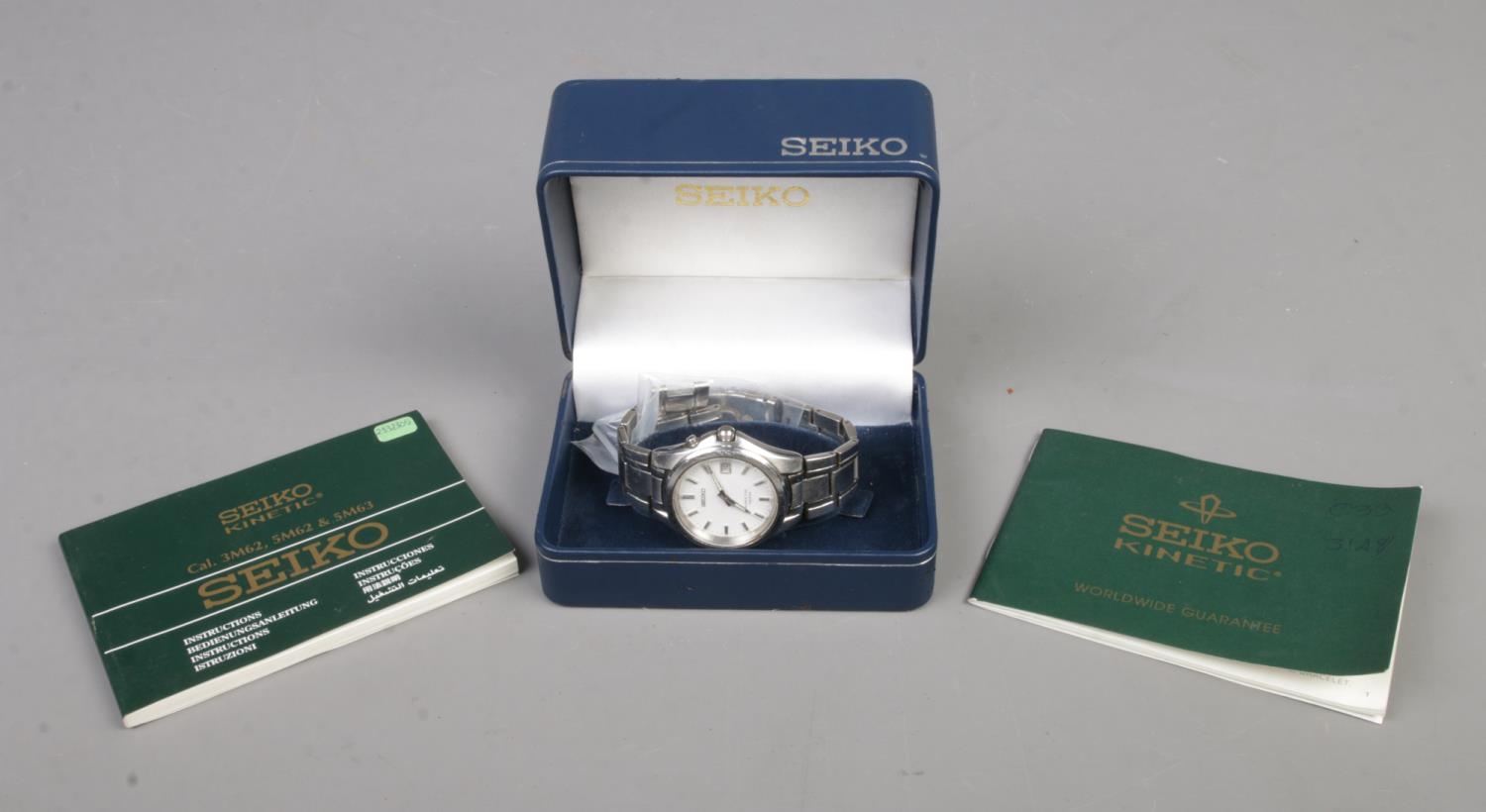 Seiko kinetic 100M gents wristwatch in box