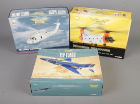 Three boxed Corgi Aviation Archive 1:72 diecast scale models to include Boeing-Vertol YC-47A,