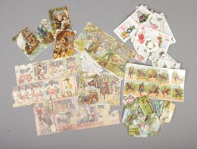 A large quantity of Victorian scraps of various theme including Robinson Crusoe scenery, Hansel &
