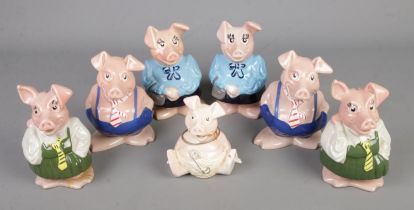 A collection of 7 Wade Natwest pigs