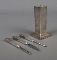 A silver manicure set with "Cherie" engraved on side assayed Birmingham 1938. 93.93g
