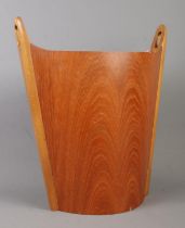 Einar Barnes for PS Heggen, Norway, a teak oval waste paper bin. Height 44.5cm.