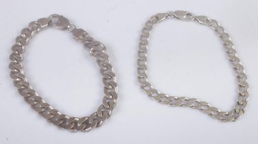 Two silver link bracelets. 49g.