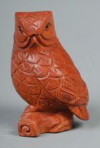 A Japanese carved Netsuke in the form of an owl