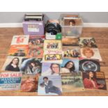 Three boxes of records. Includes Status Quo, Barry Manilow, Diana Ross, etc.