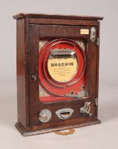 An early 20th century Bradwin Deluxe one penny amusement machine by LC Bradley. Height 59.5cm, Width