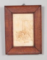 A framed plaster relief depicting "The Assassination of Rizzio". Approx. dimensions including