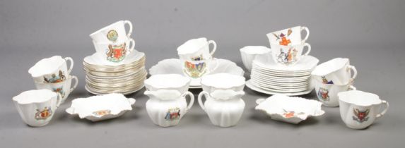 A Shelley RD272101 tea set with tea cups, saucers, side plates, serving plates sugar bowls and