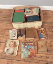 A box of assorted vintage books to include Chatterbox, Treasure Island, The Son of the People,