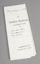 A Sheffield Wednesday players contract for Donald Harry Megson for the 1957-58 season, with