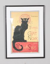 A framed reproduction advertising print for the TournÃ©e du Chat Noir de Rodolphe Salis cabaret.