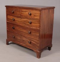 A Victorian mahogany chest of two over three drawers. Height 107cm, Width 110cm, Depth 55cm.