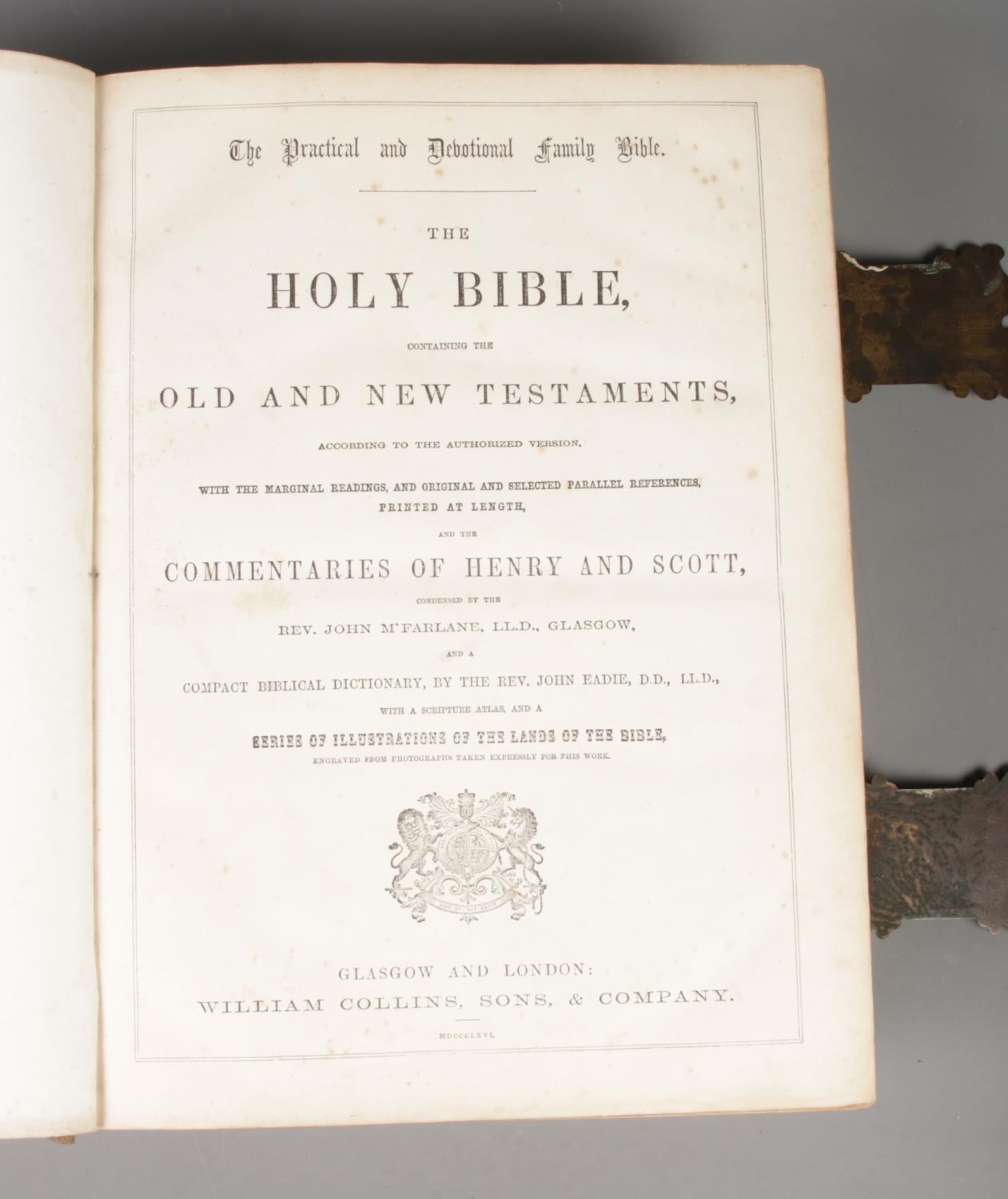 A leather bound William Collins and Sons, Glasgow family bible. - Image 2 of 3