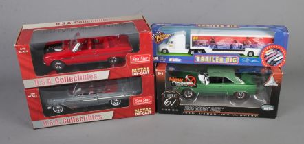 Four boxed scale diecast vehicles to include Highway 61 1969 Dodge Dart, USA Collectibles