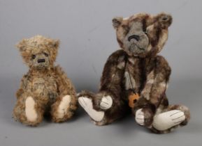 Two modern jointed teddy bears by Charlie Bears. To include Cecil (No. CB171613) featuring