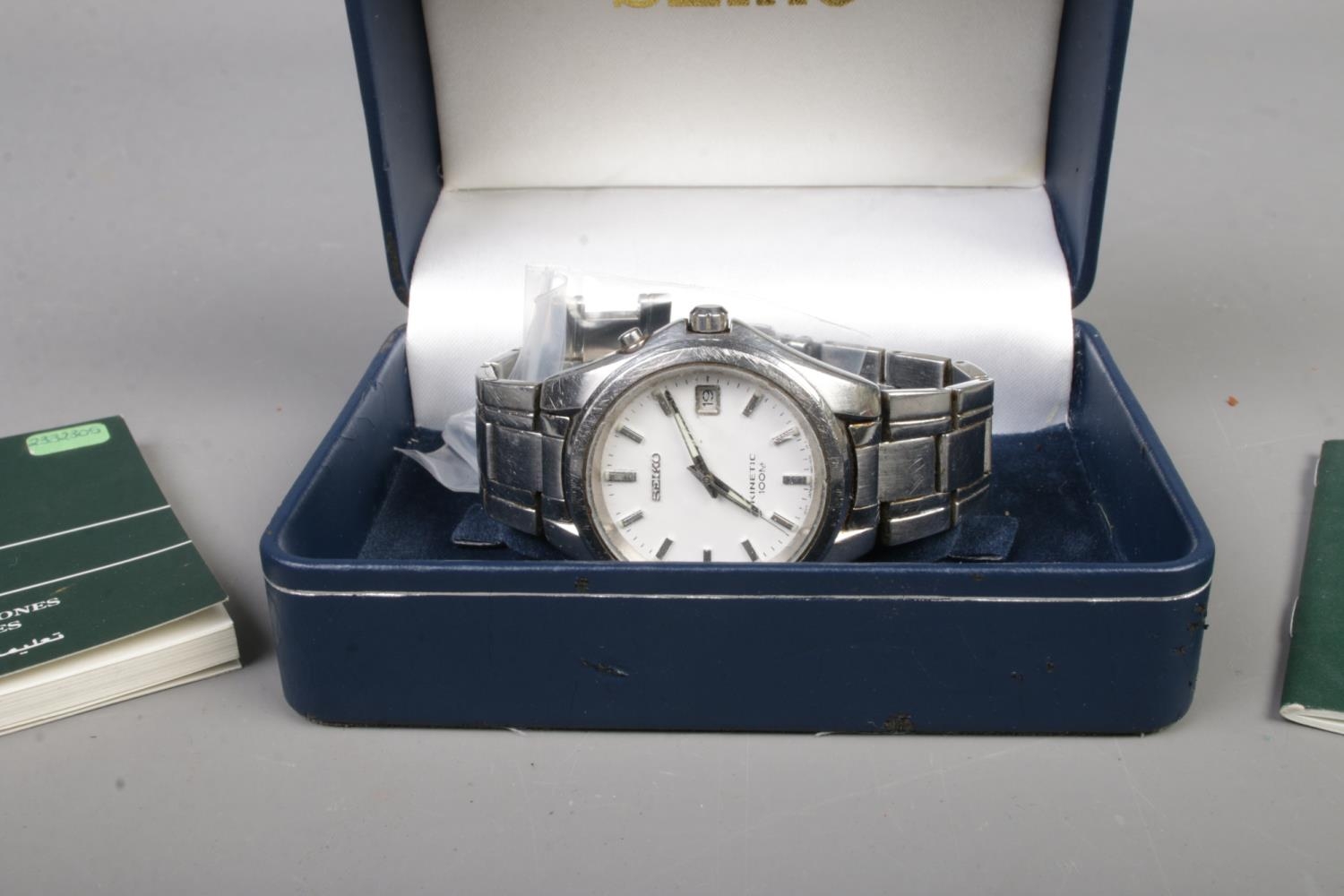 Seiko kinetic 100M gents wristwatch in box - Image 2 of 2